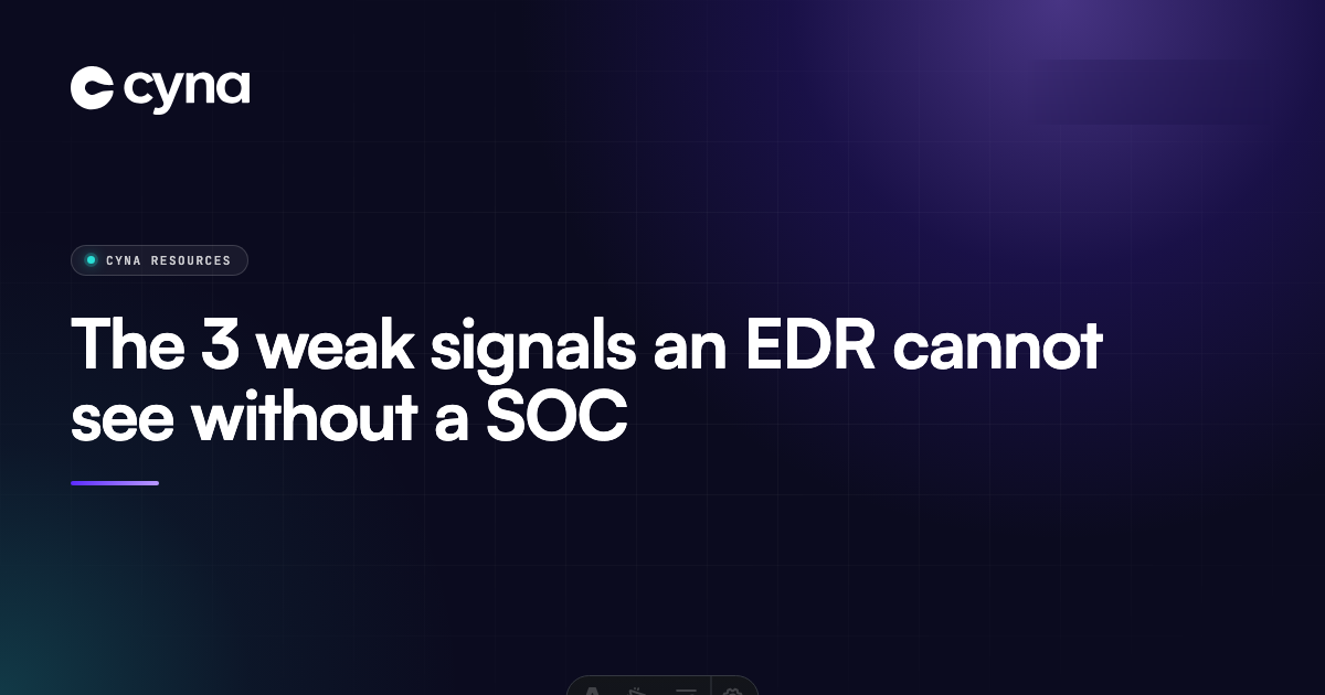 The 3 weak signals an EDR cannot see without a SOC.