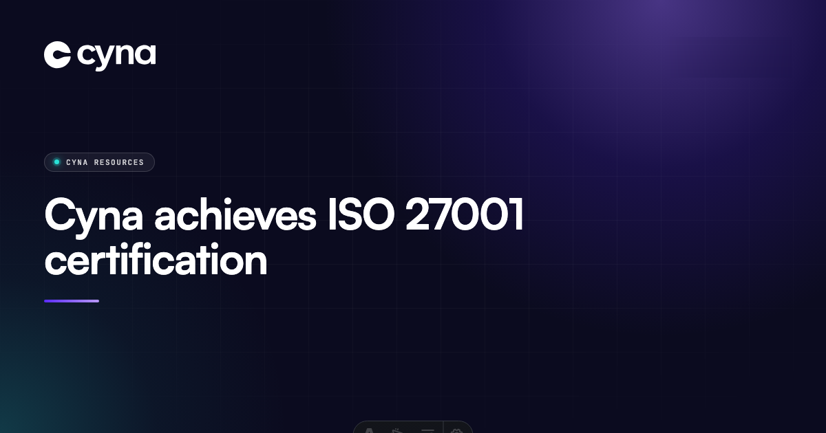 Cyna achieves ISO 27001
