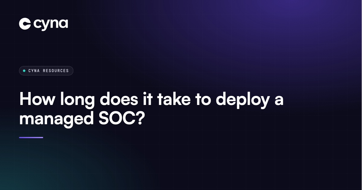Managed SOC deployment timeline