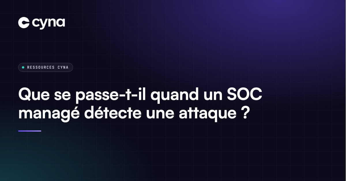 Le déroulé d'une détection d'attaque par un SOC managé